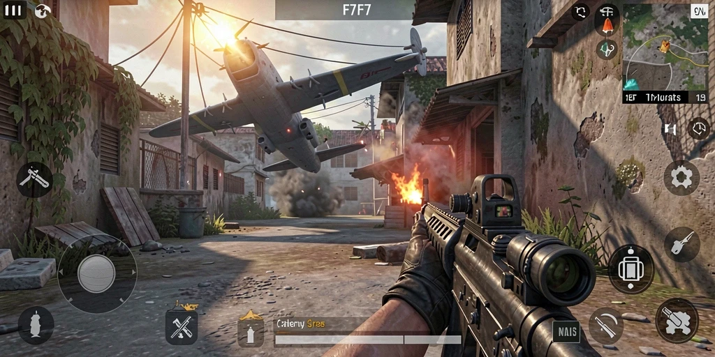Tampilan gameplay mendebarkan dalam F7F7 dengan aksi TPS yang seru.