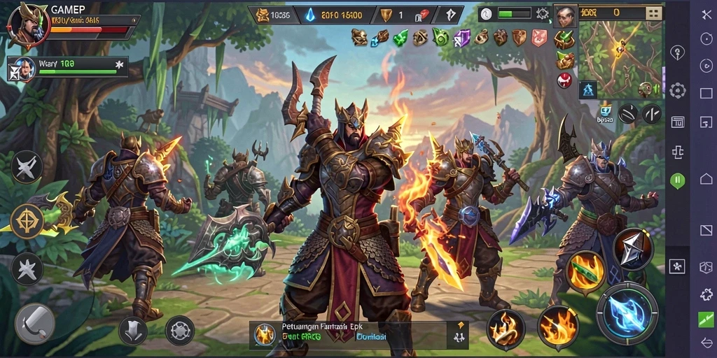 Menampilkan aksi pertempuran seru dalam GAMERP yang memikat.
