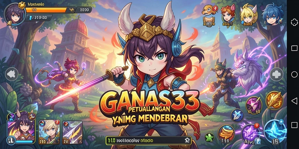 Tampilan permainan seru dalam GANAS33 dengan karakter anime favorit.