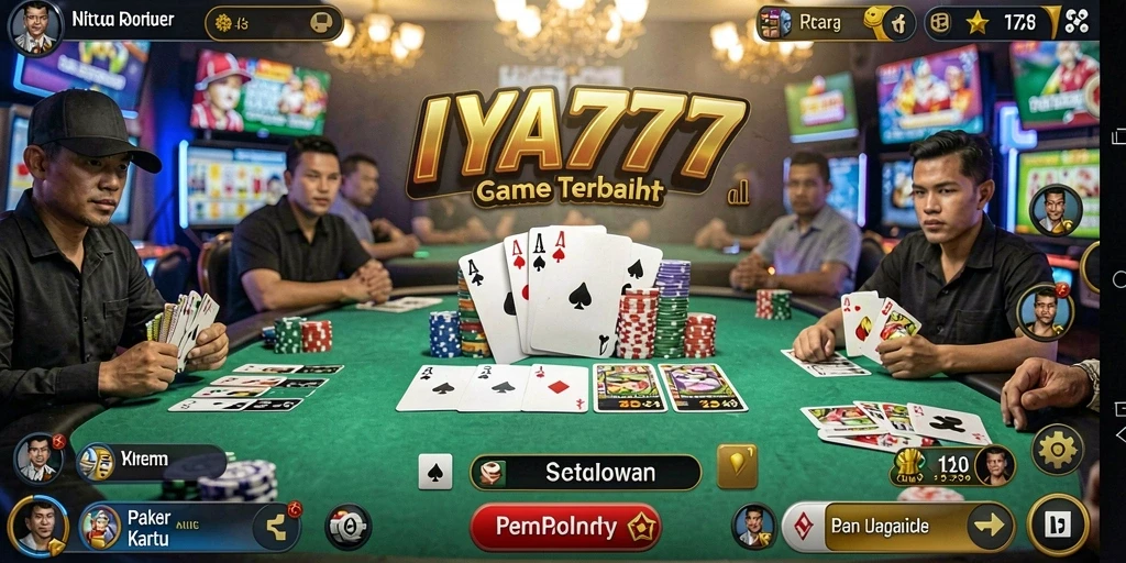 Screenshot utama IYA777 menunjukkan keseruan bermain Poker secara langsung.