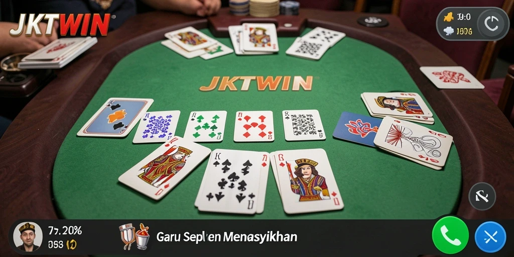 Tampilan visual seru permainan Gaple JKTWIN yang penuh warna.