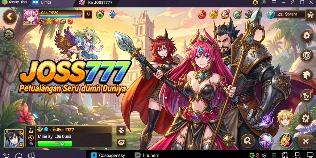 Screenshot utama JOSS777 menampilkan pertarungan epik karakter Anime.
