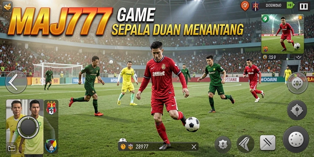 Gameplay MAJ777 yang mendebarkan dengan aksi sepak bola nyata.
