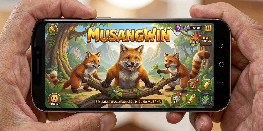Tampilan gameplay MUSANGWIN saat menjelajahi dunia virtual.