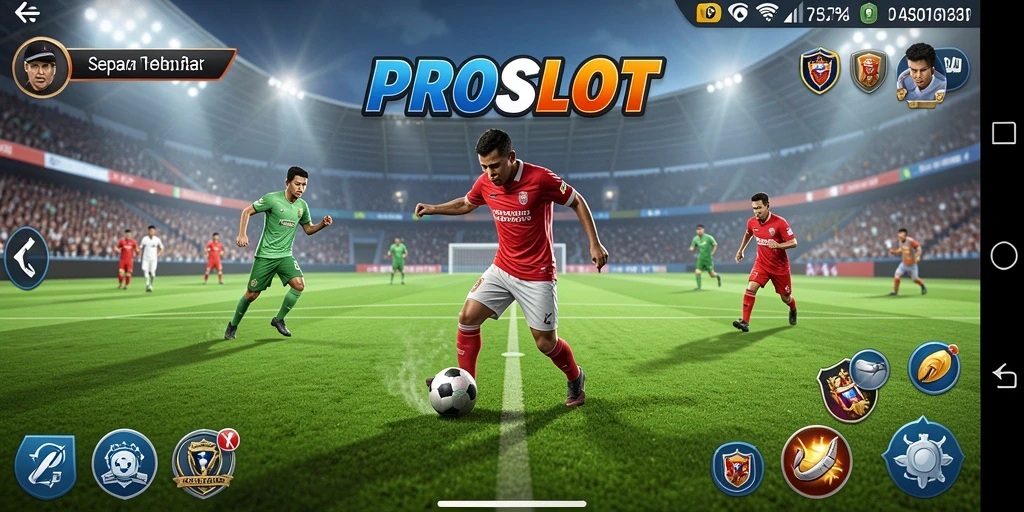 Tampilan gameplay PROSLOT yang mendebarkan saat pertandingan sepak bola.
