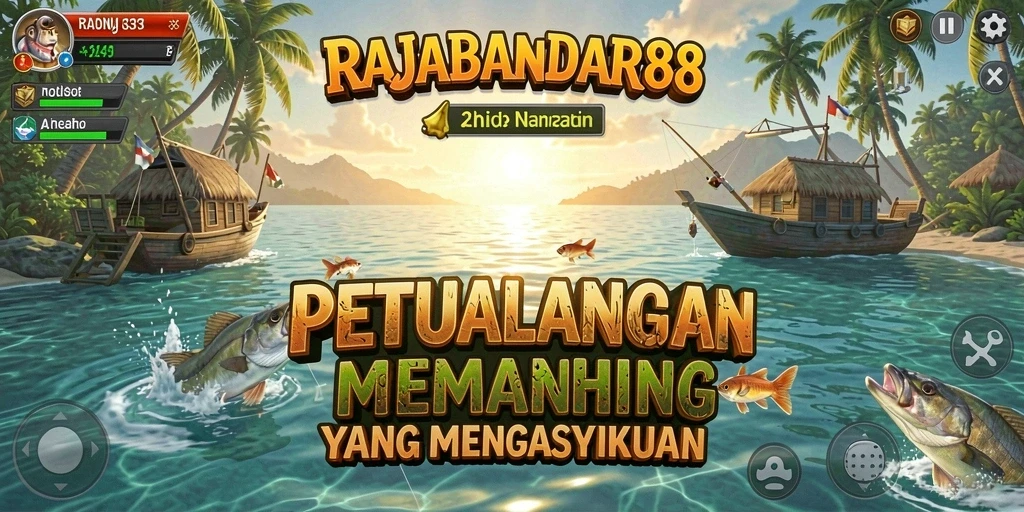 Screenshot utama RAJABANDAR88 menampilkan akses gameplay memancing yang seru dan menantang.