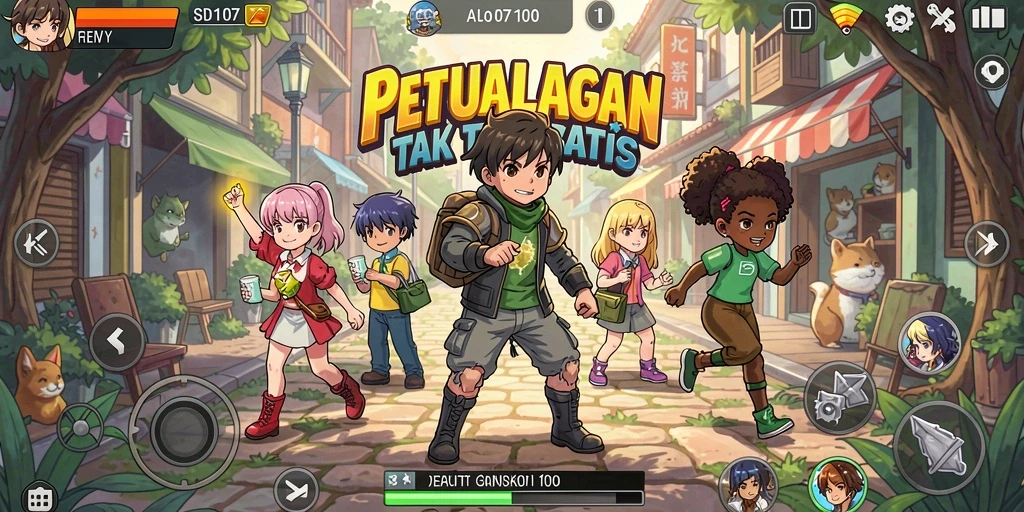 Screenshot gameplay SD107 menampilkan karakter anime dalam aksi mendebarkan.
