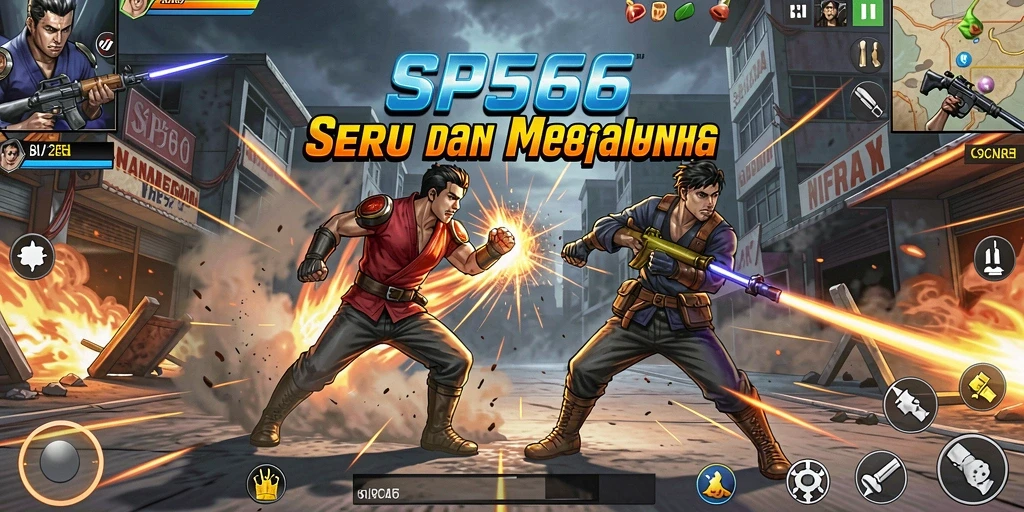 Gameplay SP666 yang seru dengan pertarungan aksi menegangkan.