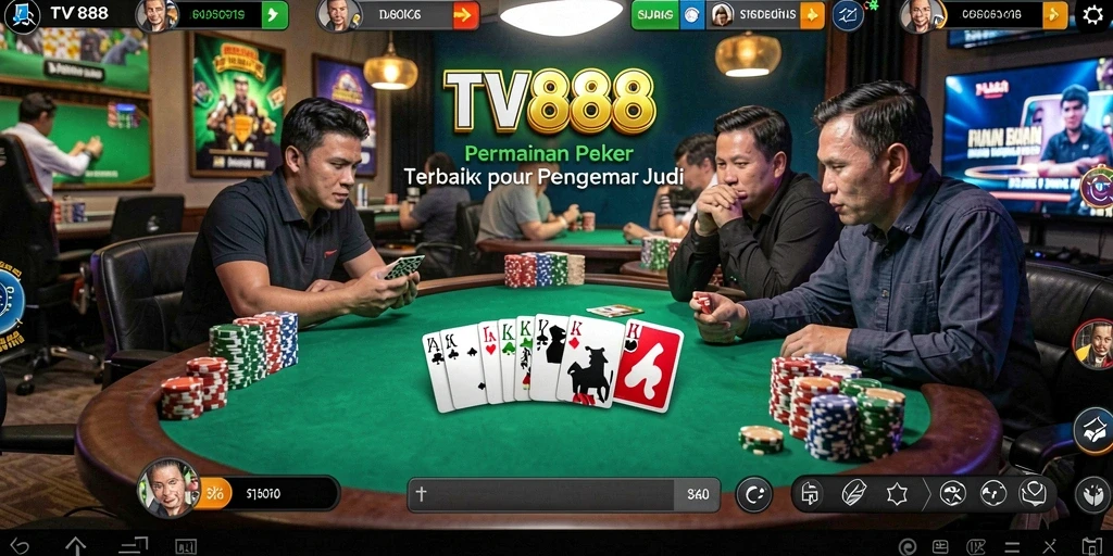 Menampilkan aksi seru dalam permainan Poker TV888.