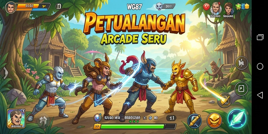 Screenshot utama WG87 menampilkan gameplay seru dari game Arcade.